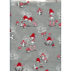 Counter Roll Gift Wrap Christmas Santas & Mushrooms on Silver 